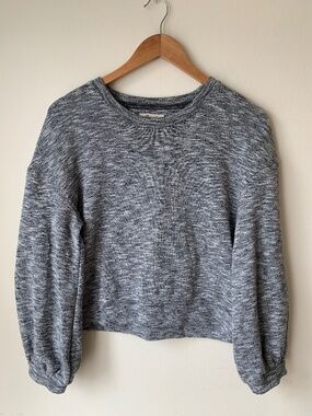 Madewell Grey and White Marbled Textured Sweatshirt Pullover